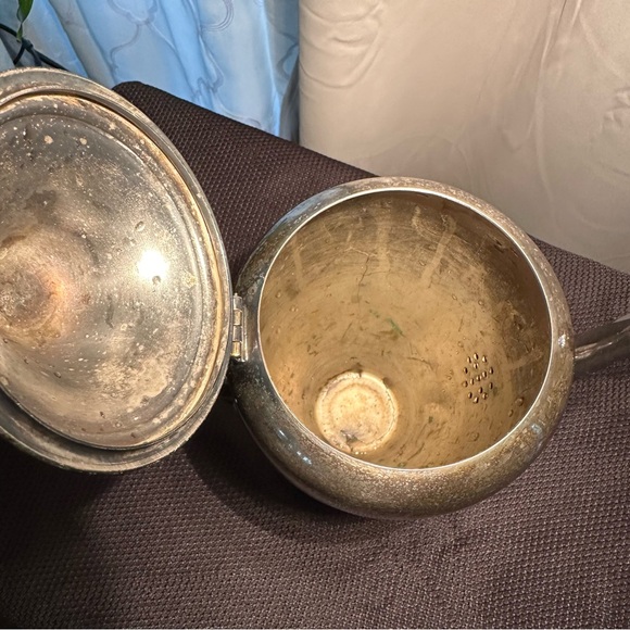 Vtg Pitcher Silver on Copper 10” tall with Lid - marked Hartford Silver HS - Picture 5 of 8